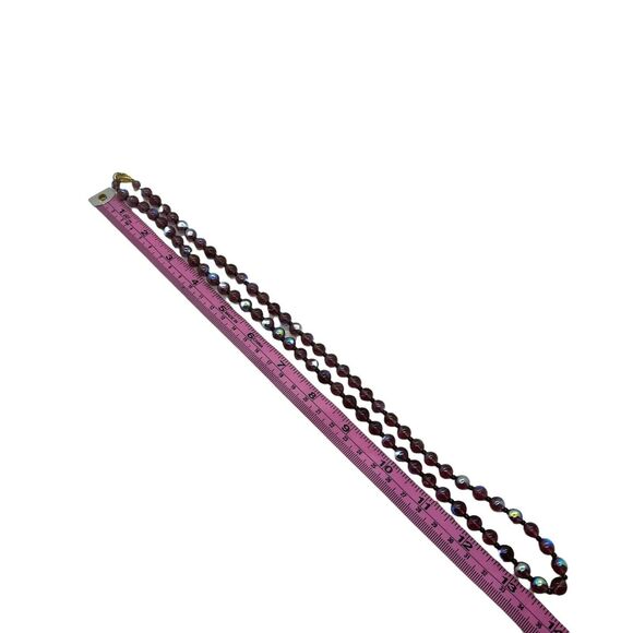 Aurora Borealis Necklace Womens Purple Glass Gold Tone Clasp Gorgeous 8 mm - Picture 4 of 10